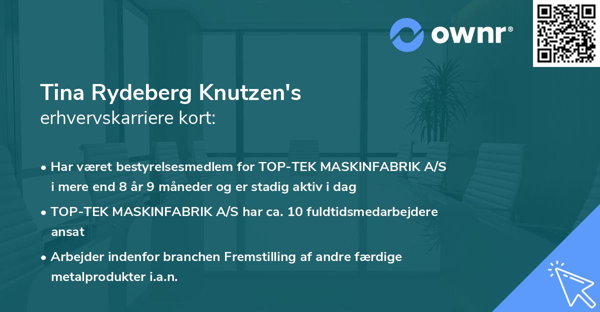 Tina Rydeberg Knutzen's erhvervskarriere kort