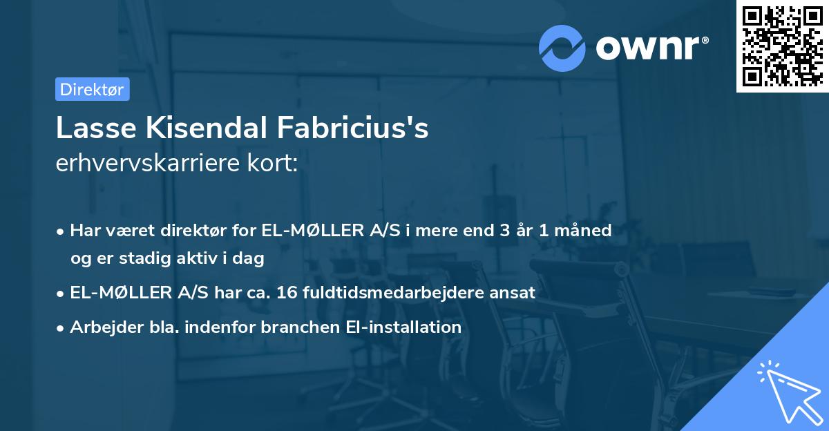 Lasse Kisendal Fabricius's erhvervskarriere kort