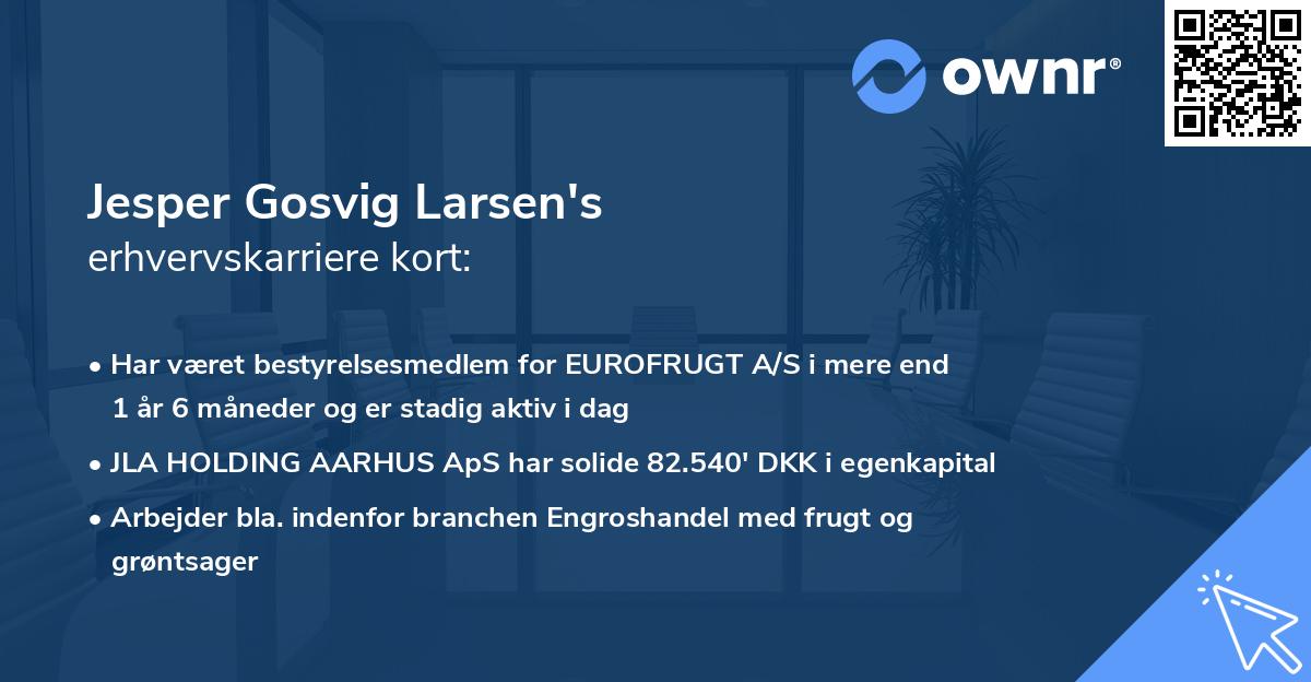 Jesper Gosvig Larsen's erhvervskarriere kort