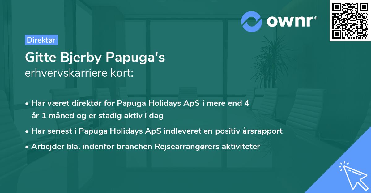 Gitte Bjerby Papuga's erhvervskarriere kort