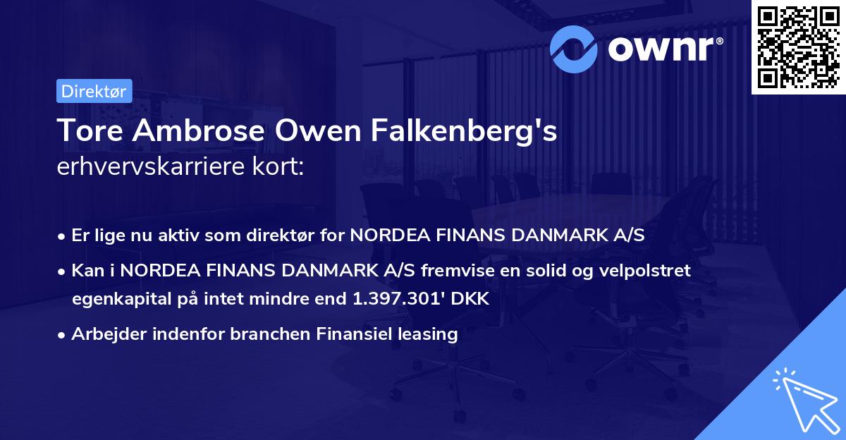 Tore Ambrose Owen Falkenberg's erhvervskarriere kort