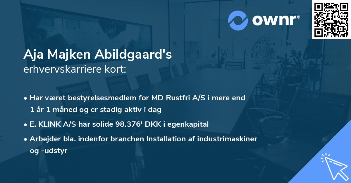 Aja Majken Abildgaard's erhvervskarriere kort