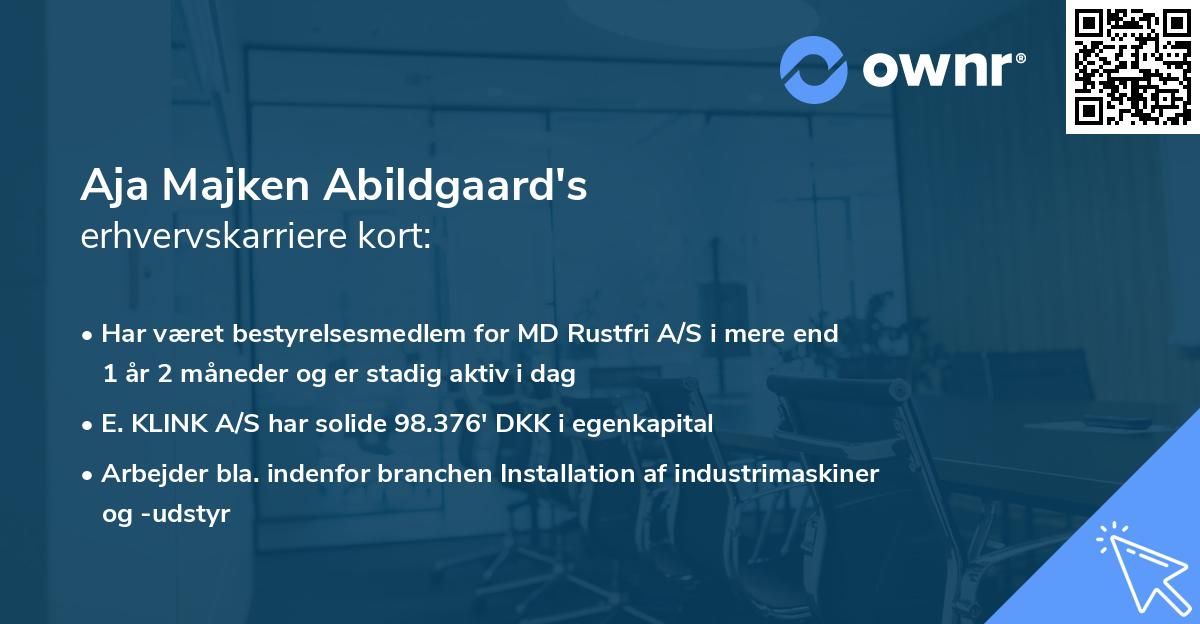 Aja Majken Abildgaard's erhvervskarriere kort