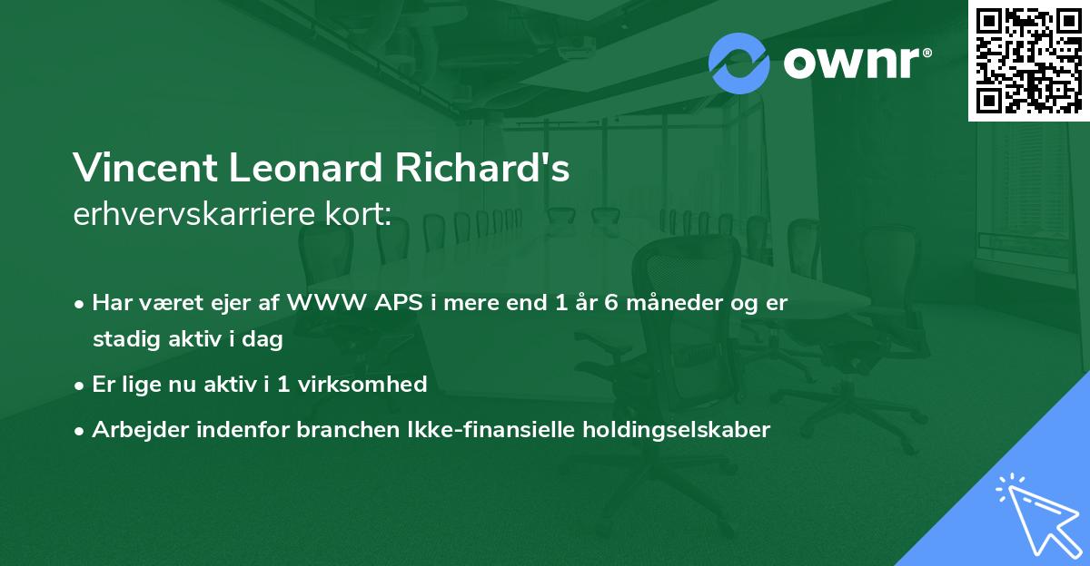 Vincent Leonard Richard's erhvervskarriere kort