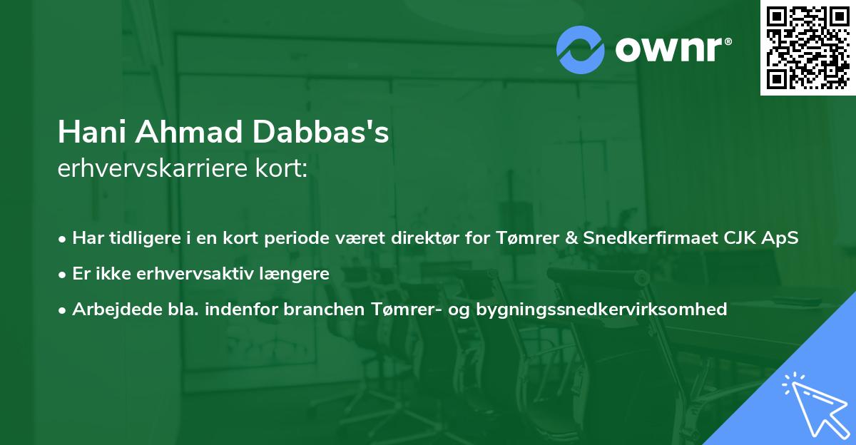 Hani Ahmad Dabbas's erhvervskarriere kort
