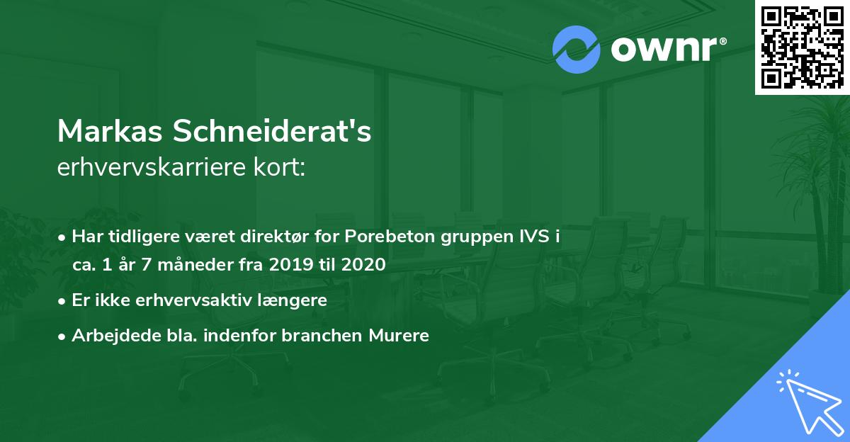 Markas Schneiderat's erhvervskarriere kort