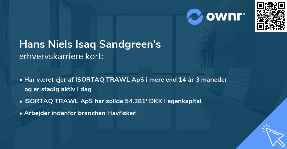 Hans Niels Isaq Sandgreen's erhvervskarriere kort