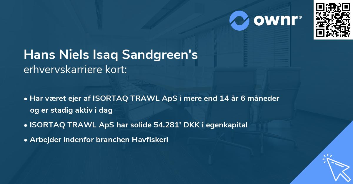 Hans Niels Isaq Sandgreen's erhvervskarriere kort