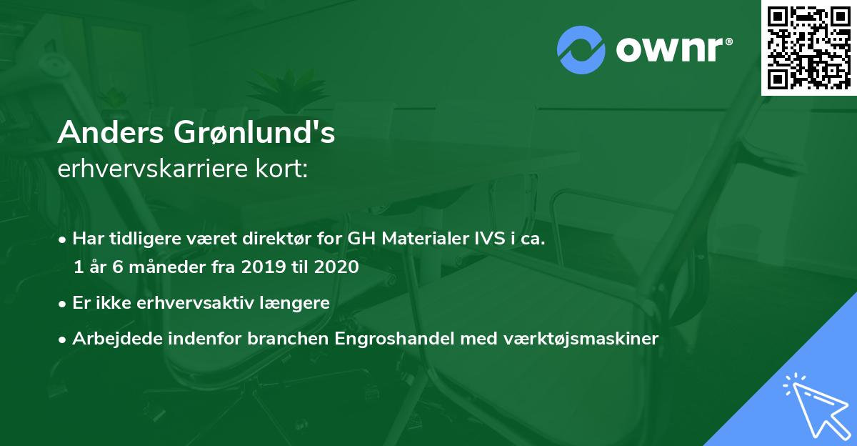 Anders Grønlund's erhvervskarriere kort