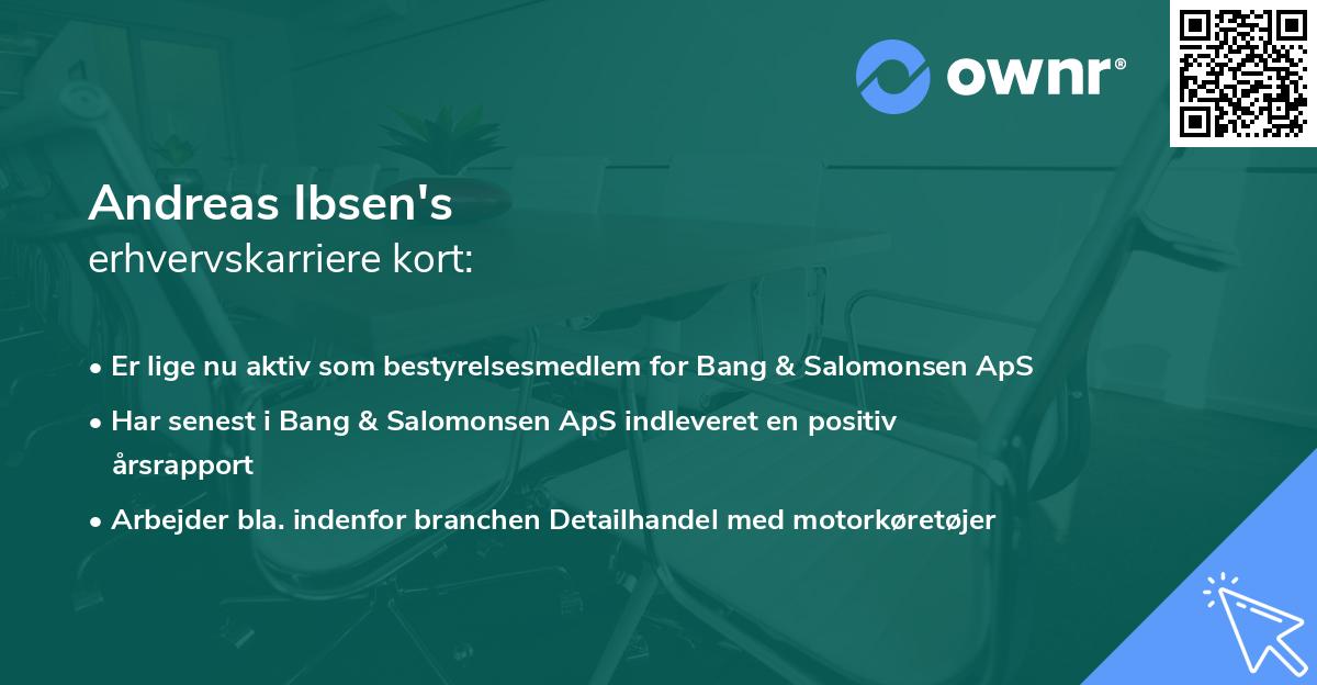 Andreas Ibsen's erhvervskarriere kort
