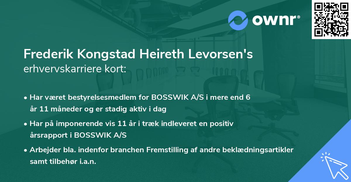 Frederik Kongstad Heireth Levorsen's erhvervskarriere kort