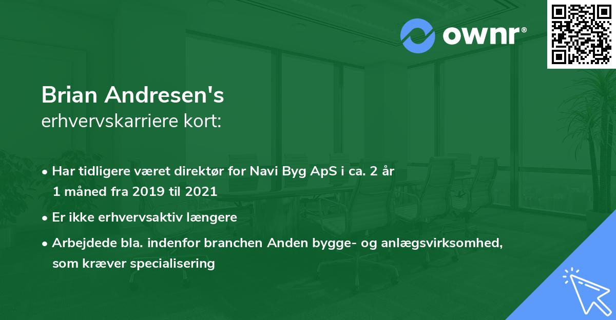 Brian Andresen's erhvervskarriere kort