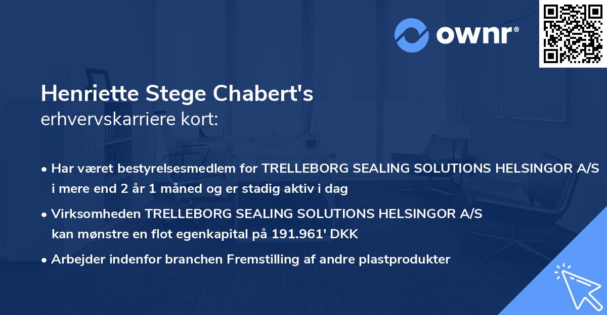 Henriette Stege Chabert's erhvervskarriere kort