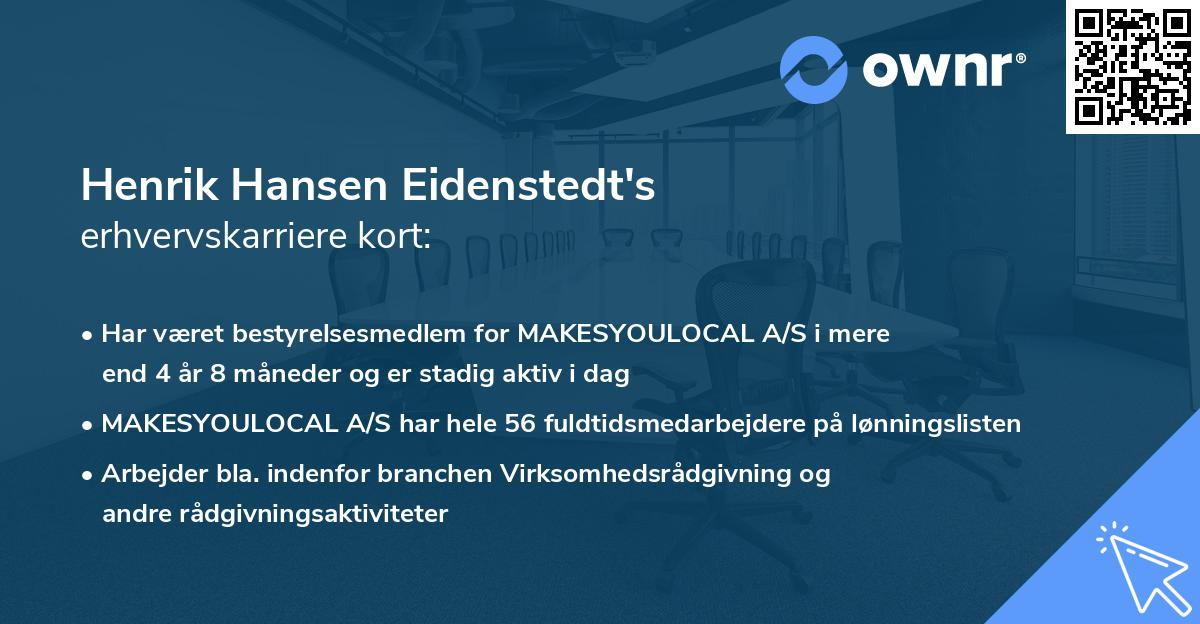 Henrik Hansen Eidenstedt's erhvervskarriere kort