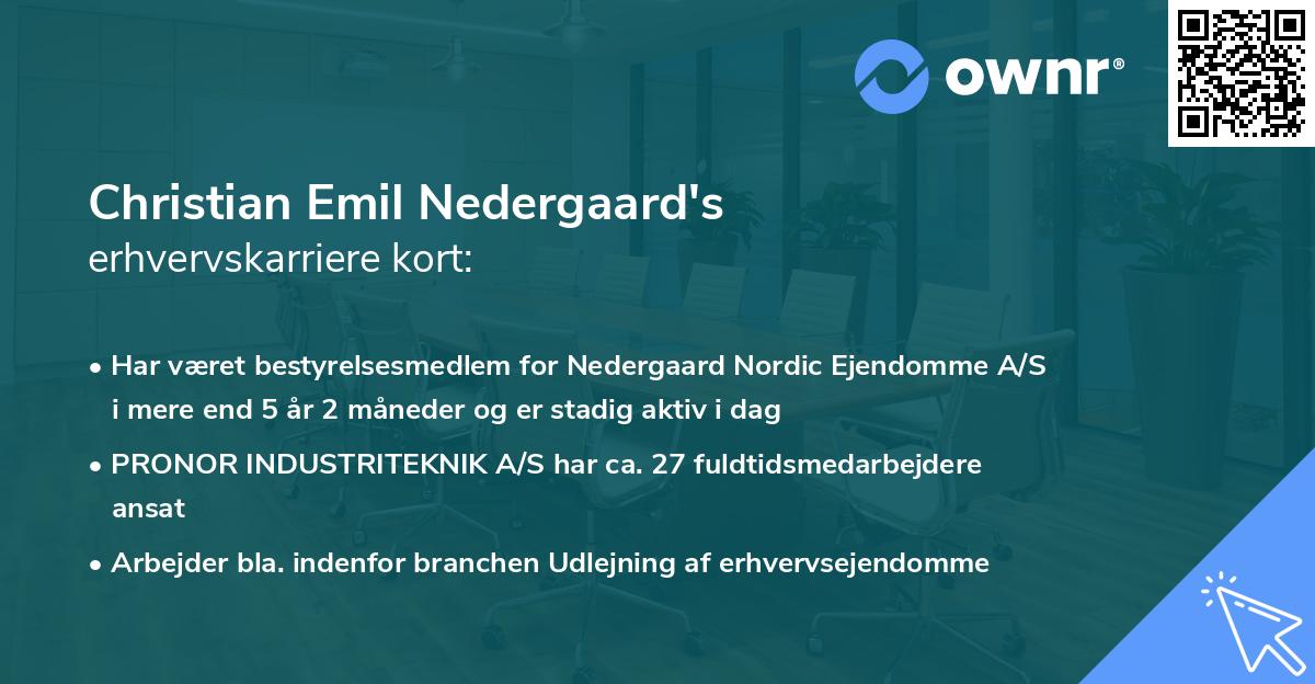 Christian Emil Nedergaard's erhvervskarriere kort
