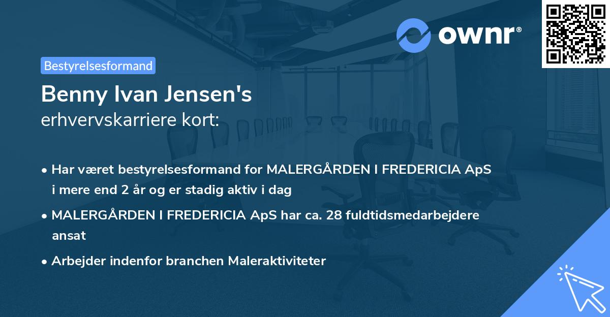 Benny Ivan Jensen's erhvervskarriere kort