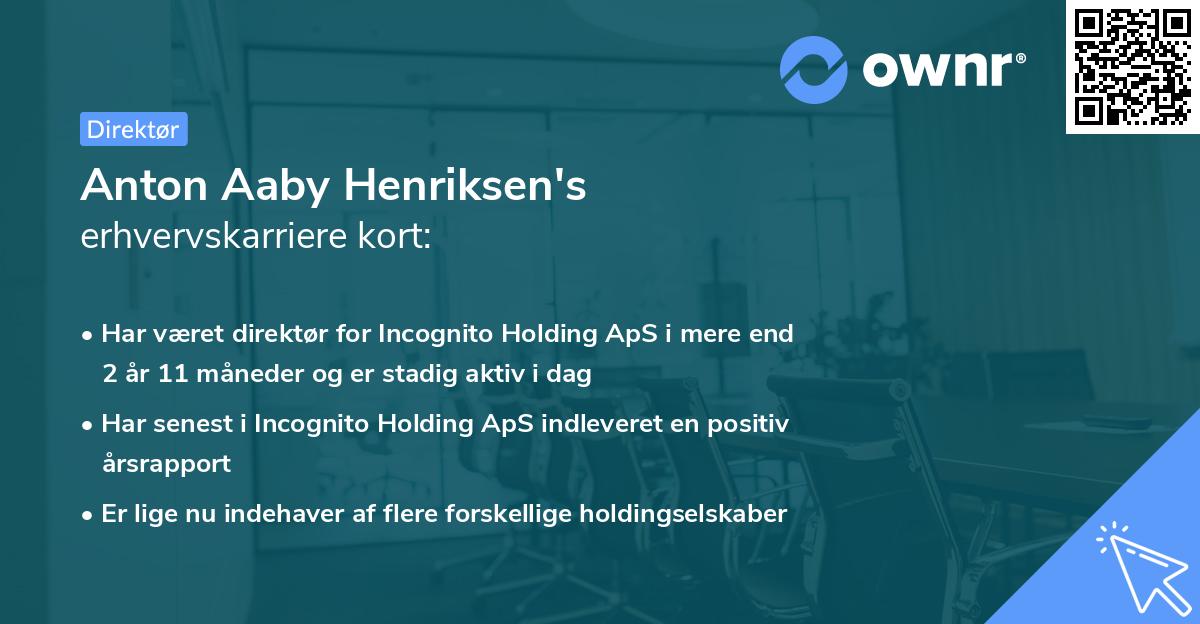 Anton Aaby Henriksen's erhvervskarriere kort