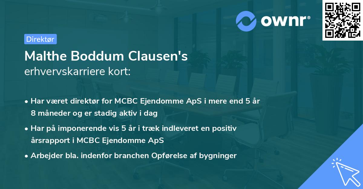 Malthe Boddum Clausen's erhvervskarriere kort