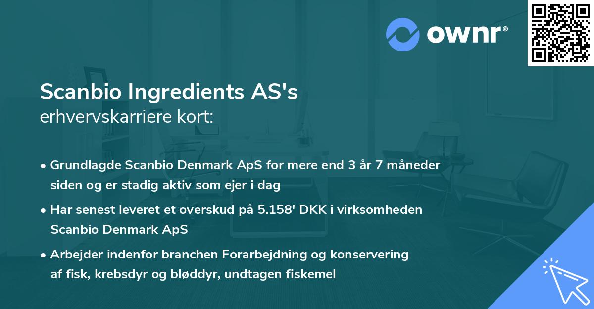 Scanbio Ingredients AS's erhvervskarriere kort