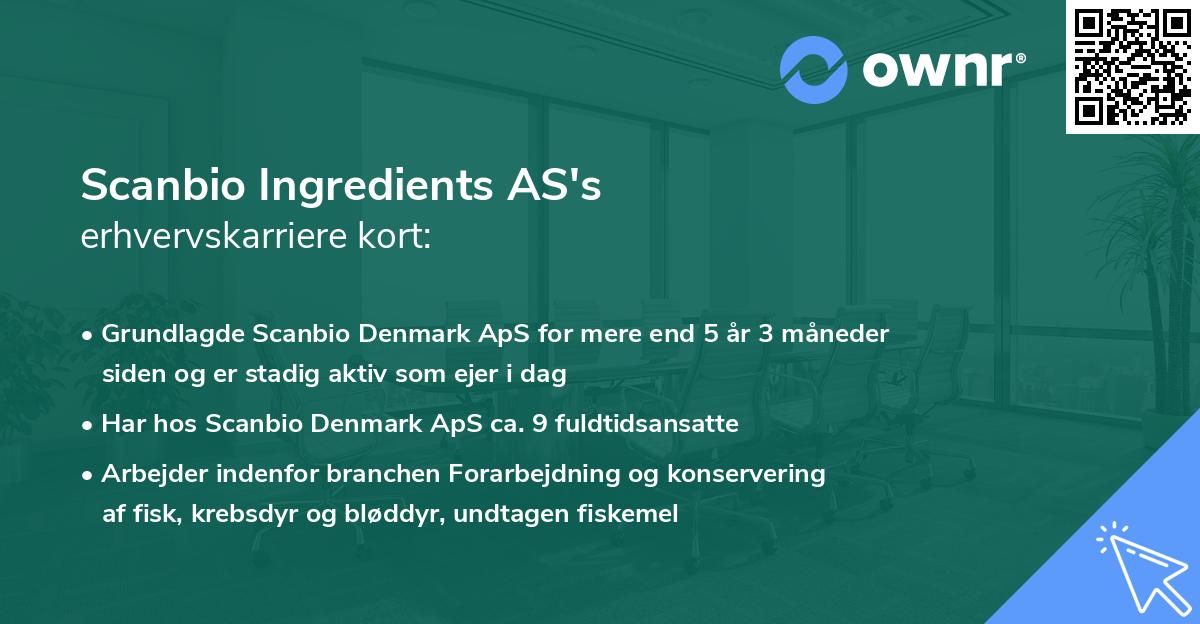 Scanbio Ingredients AS's erhvervskarriere kort
