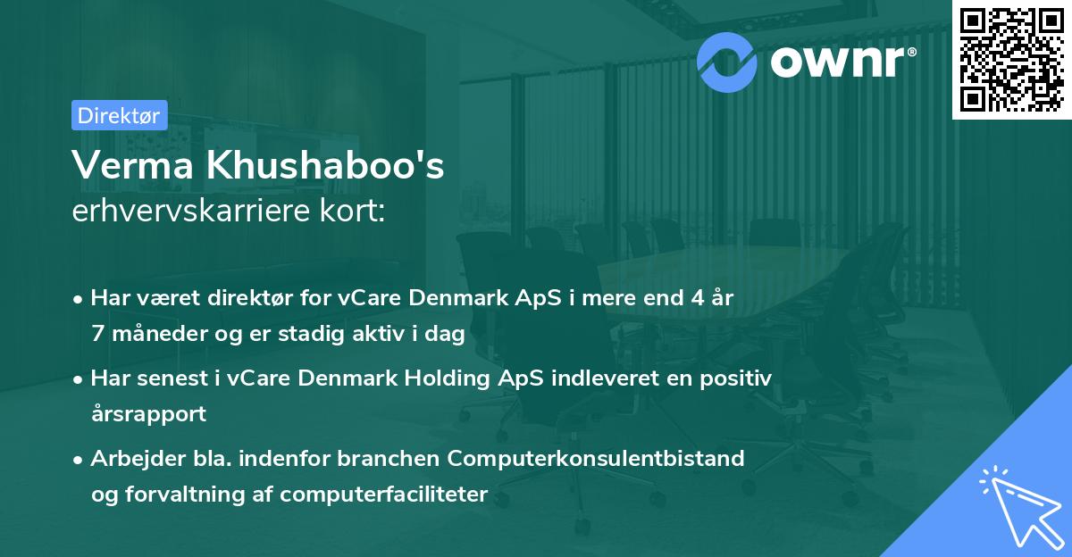 Verma Khushaboo's erhvervskarriere kort