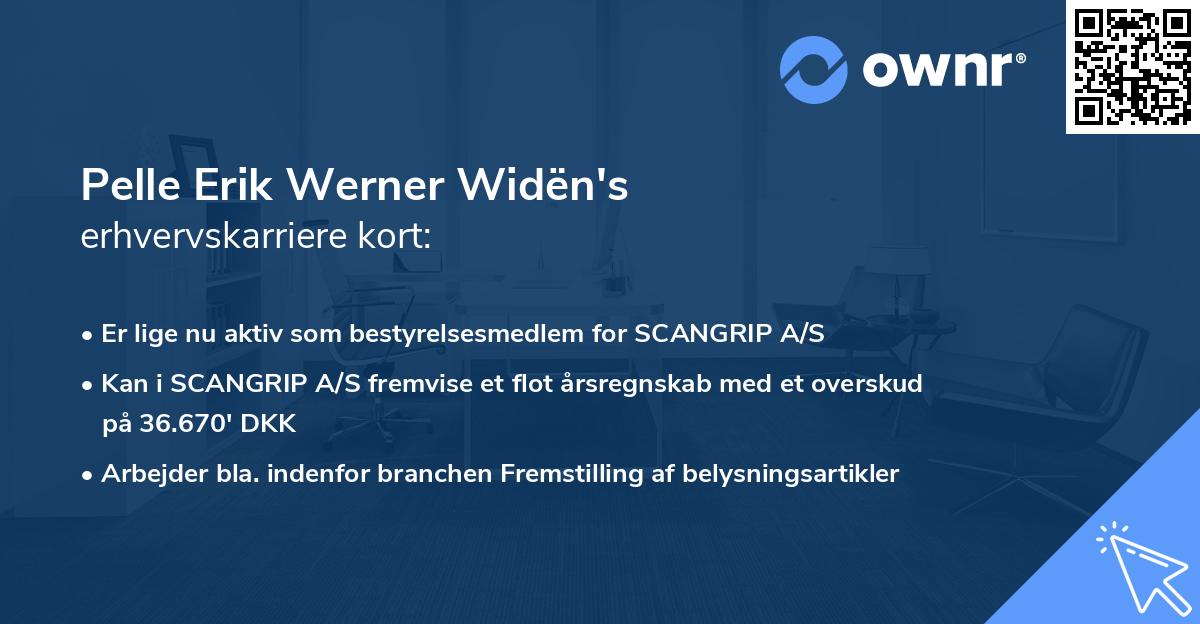 Pelle Erik Werner Widën's erhvervskarriere kort