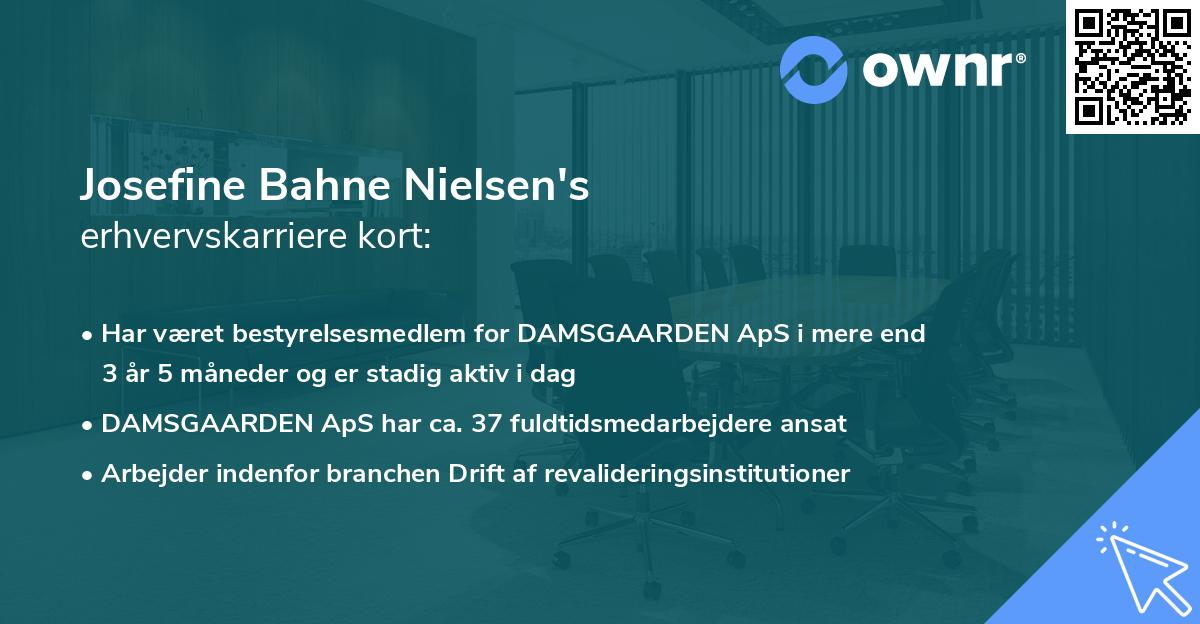 Josefine Bahne Nielsen's erhvervskarriere kort