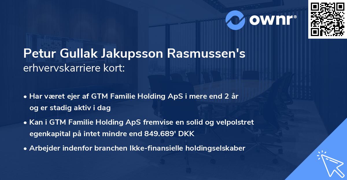 Petur Gullak Jakupsson Rasmussen's erhvervskarriere kort