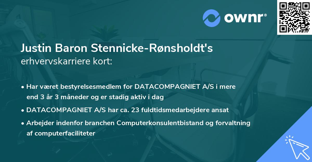 Justin Baron Stennicke-Rønsholdt's erhvervskarriere kort