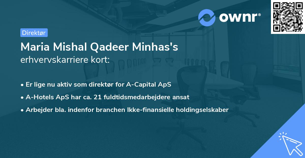 Maria Mishal Qadeer Minhas's erhvervskarriere kort