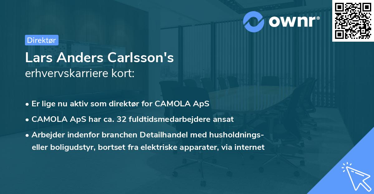 Lars Anders Carlsson's erhvervskarriere kort