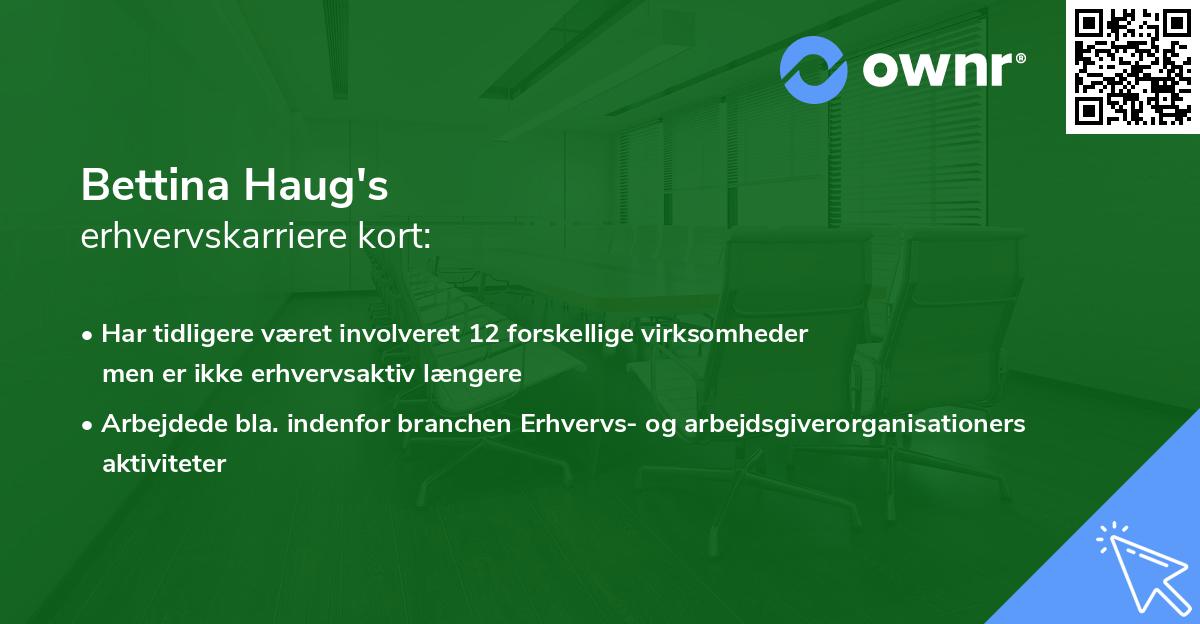 Bettina Haug's erhvervskarriere kort