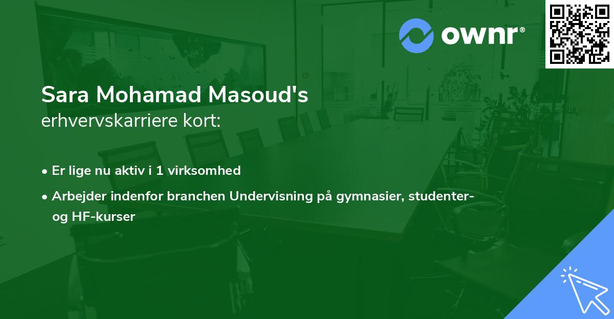 Sara Mohamad Masoud's erhvervskarriere kort