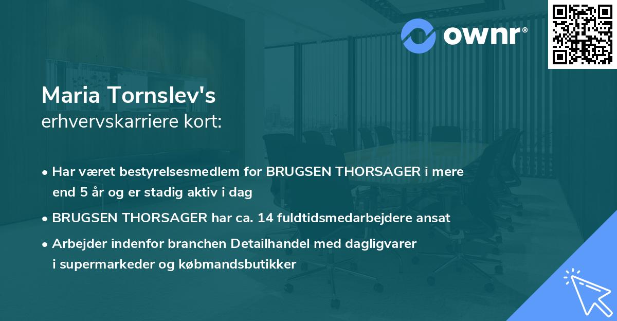 Maria Tornslev's erhvervskarriere kort