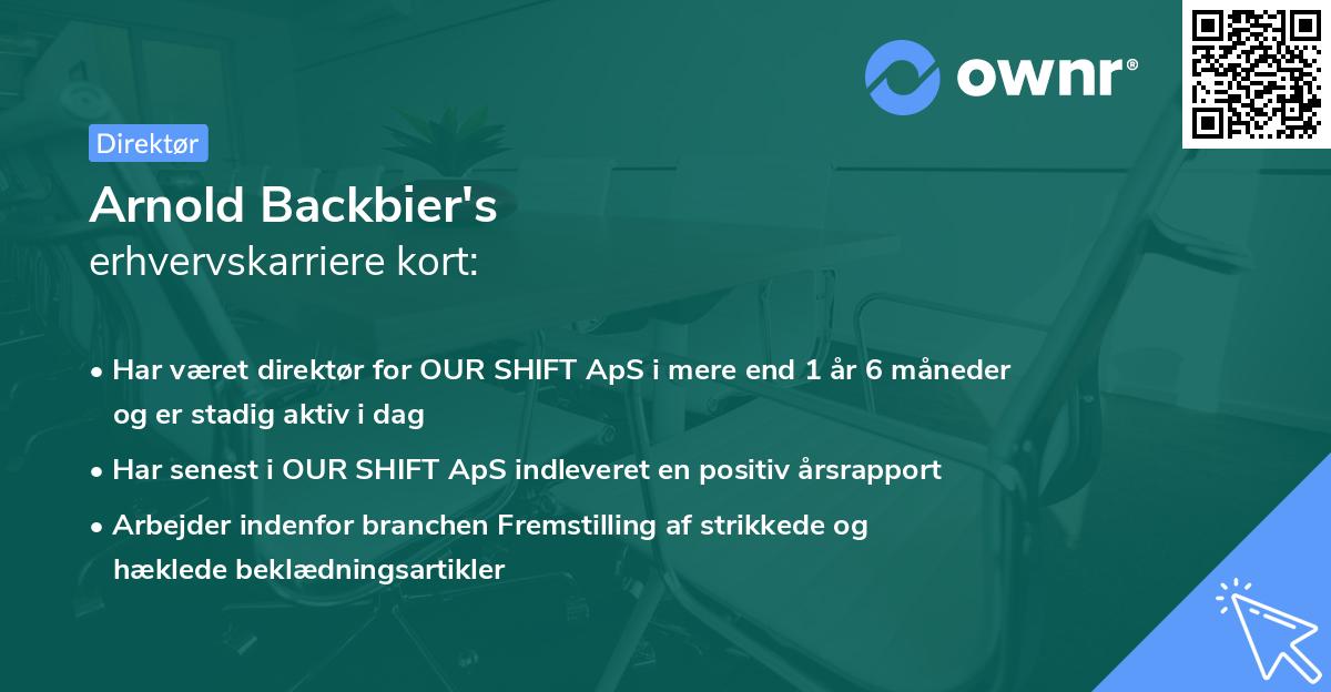 Arnold Backbier's erhvervskarriere kort
