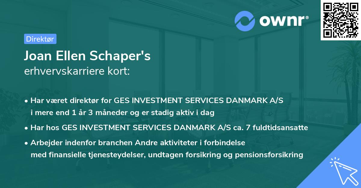 Joan Ellen Schaper's erhvervskarriere kort
