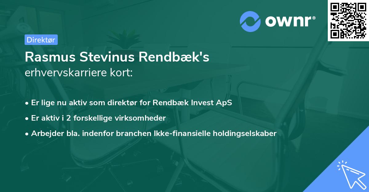 Rasmus Stevinus Rendbæk's erhvervskarriere kort