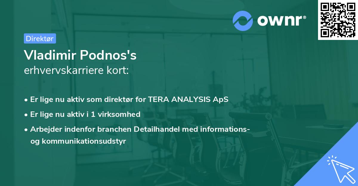 Vladimir Podnos's erhvervskarriere kort