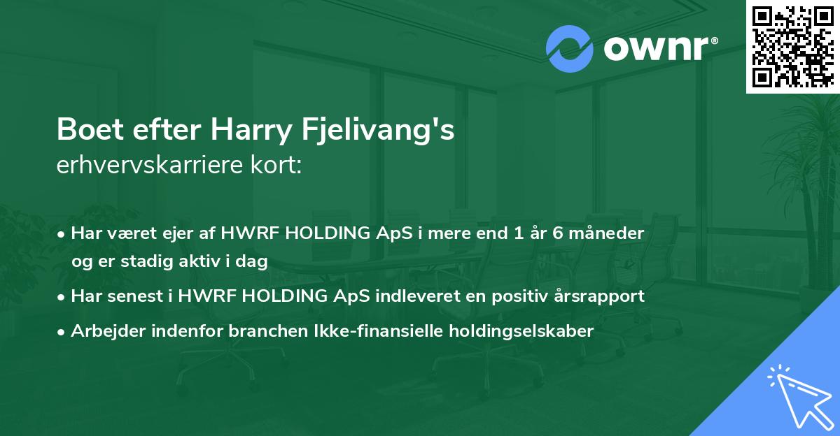 Boet efter Harry Fjelivang's erhvervskarriere kort