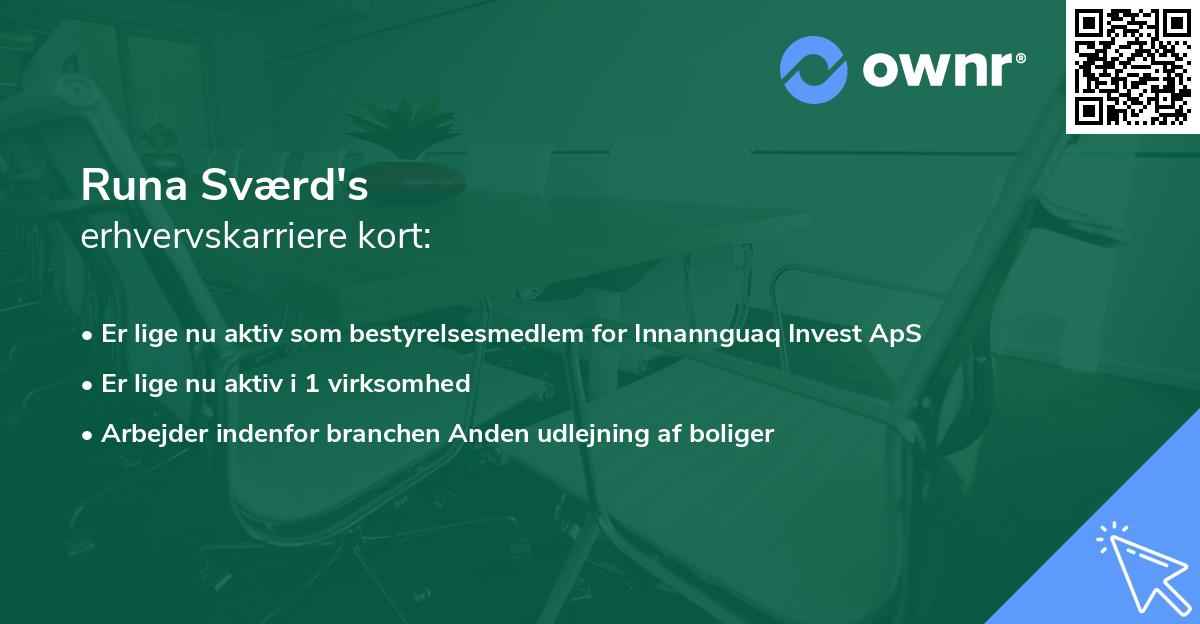Runa Sværd's erhvervskarriere kort