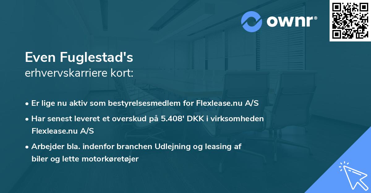 Even Fuglestad's erhvervskarriere kort