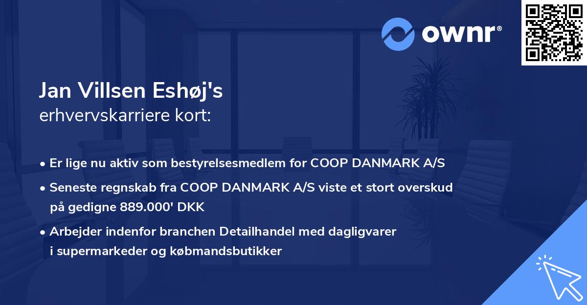 Jan Villsen Eshøj's erhvervskarriere kort