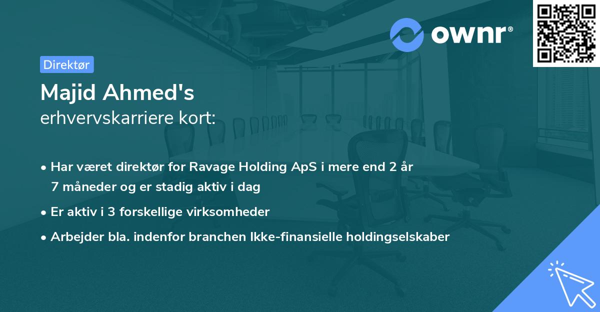 Majid Ahmed's erhvervskarriere kort