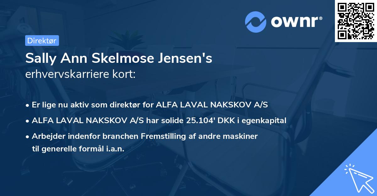 Sally Ann Skelmose Jensen's erhvervskarriere kort