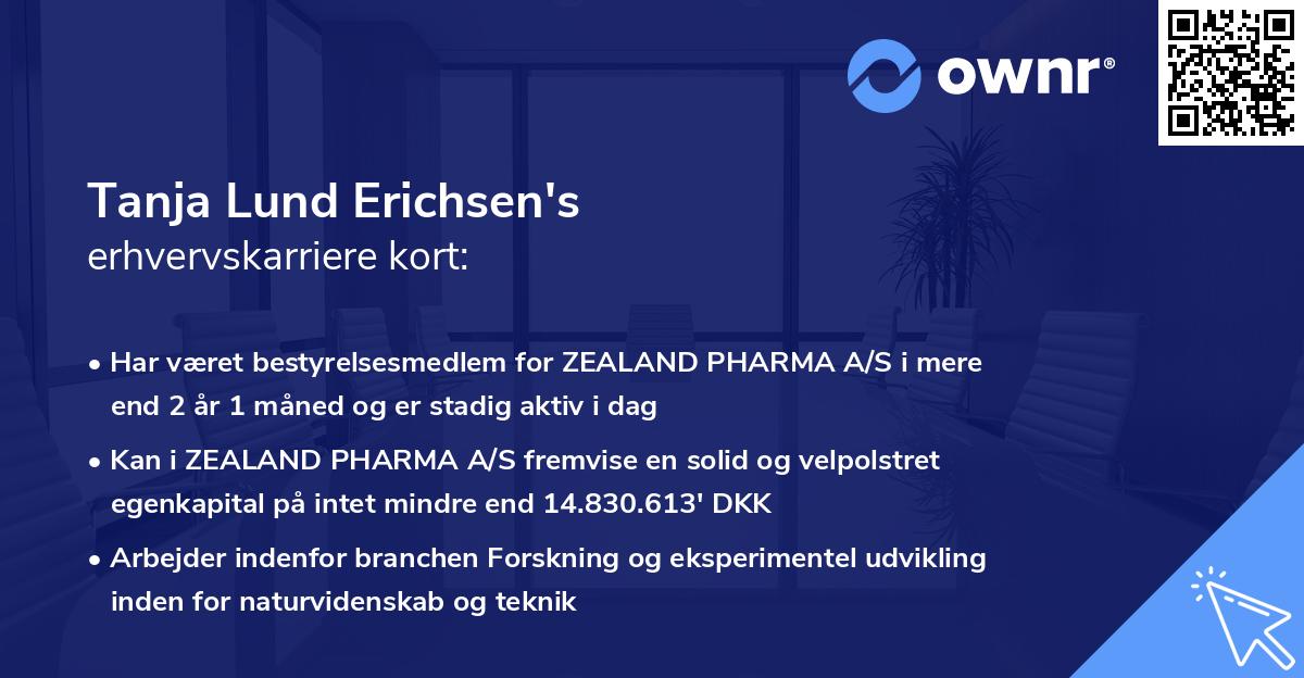 Tanja Lund Erichsen's erhvervskarriere kort