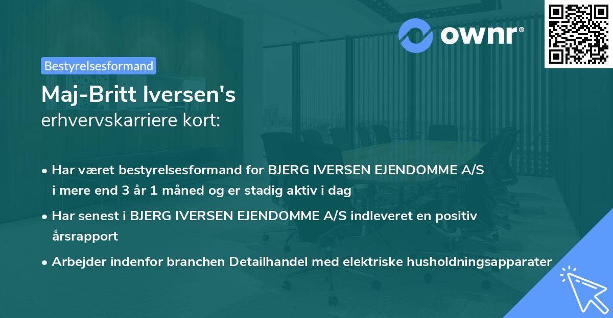 Maj-Britt Iversen's erhvervskarriere kort