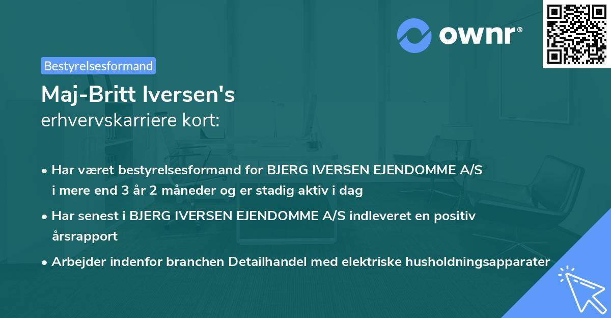 Maj-Britt Iversen's erhvervskarriere kort