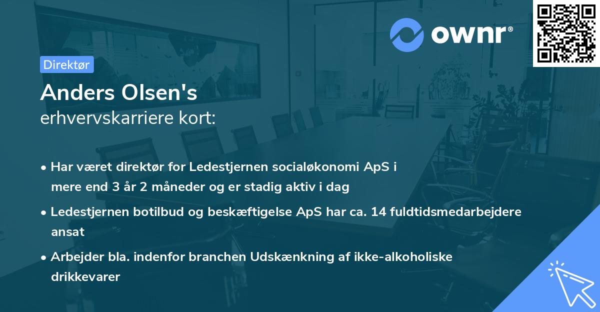 Anders Olsen's erhvervskarriere kort