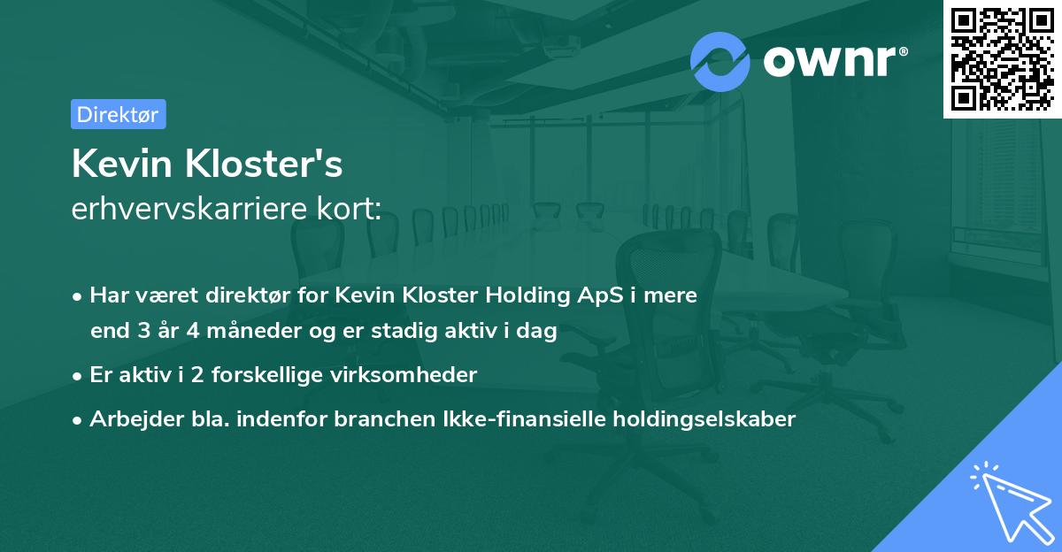 Kevin Kloster's erhvervskarriere kort