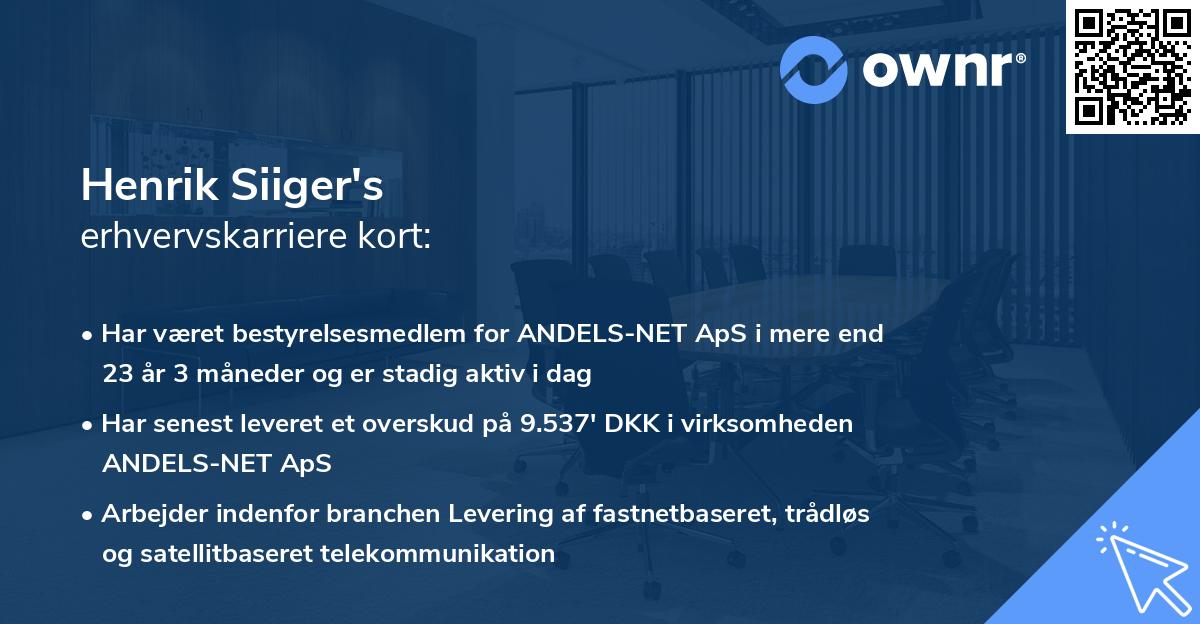Henrik Siiger's erhvervskarriere kort